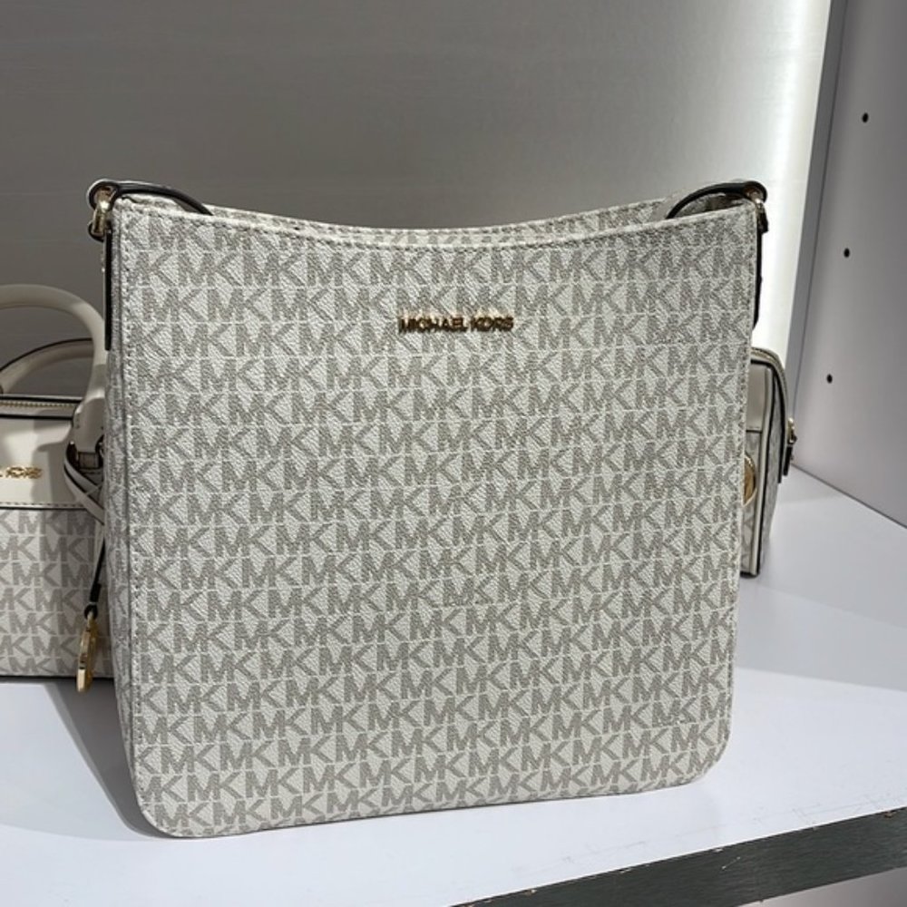 Michael Kors Jet Set Travel Large Messenger Crossbody Bag Light Cream Mu… - Picture 7 of 16